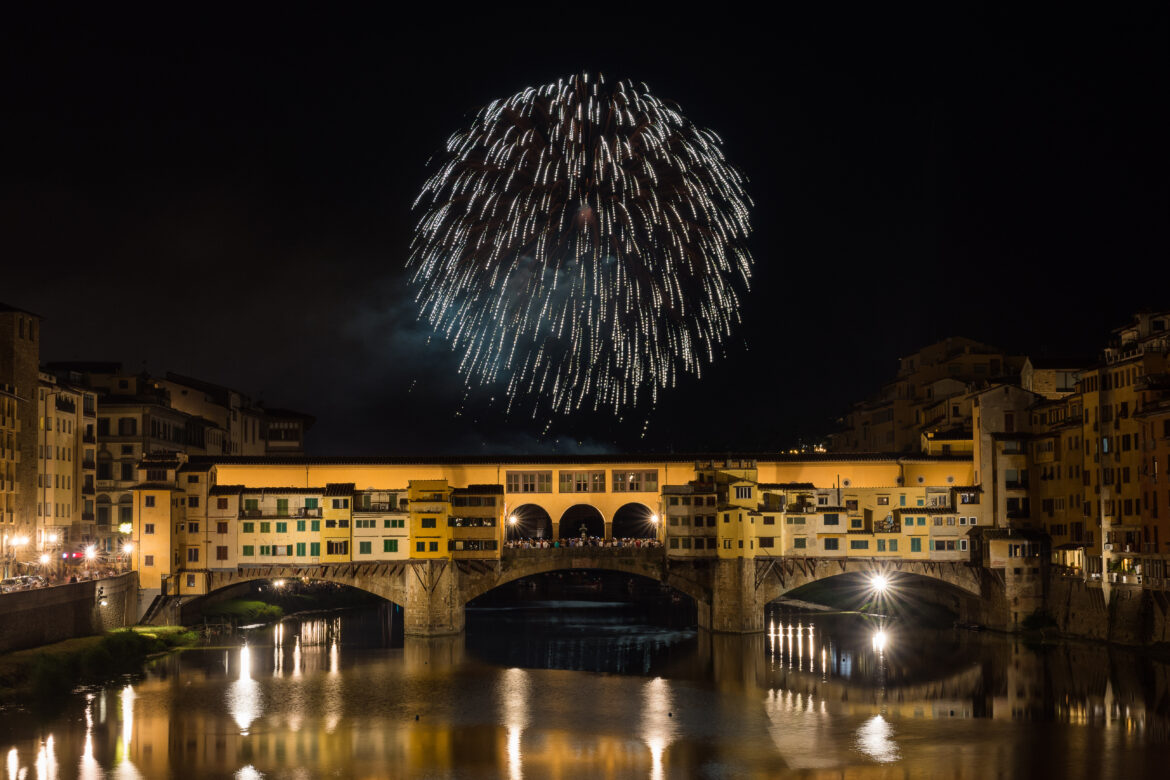 fireworks in florence, tuscany, italy